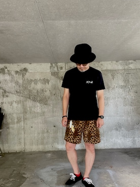 「CA4LA（カシラ）のアイテム（ハット、ブラック系）」を使った、YUSUKEさん（メンズ・172cm）の夏コーディネート