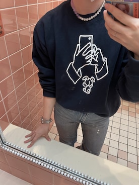 「GU（ジーユー）のアイテム（デニムパンツ、ブルー系）」を使った、yoonさん（レディース・163cm）の秋コーディネート