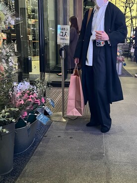 「LOWRYS FARM（ローリーズファーム）のアイテム（ノーカラーコート）」を使った、yoonさん（レディース・163cm）の冬コーディネート