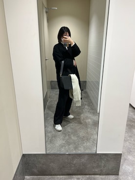 「LOWRYS FARM（ローリーズファーム）のアイテム（ノーカラーコート）」を使った、yoonさん（レディース・163cm）の冬コーディネート