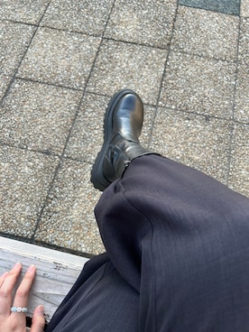 「minsobi（ミンソビ）の厚底ソックスブーツ　　スキンブーツ（ブーツ、ブラック系）」を使った、yoonさん（レディース・163cm）の秋コーディネート