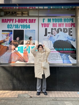 「春服デビュー宣言」｜「アイテム（ダウンジャケット/コート）」を使った、yoonさん（レディース・163cm）の春コーディネート
