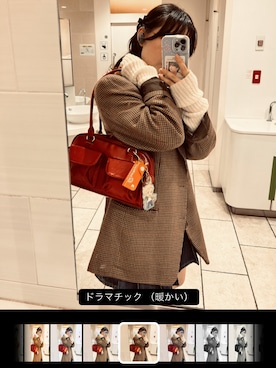 「SHEINのアイテム（ショルダーバッグ、レッド系）」を使った、yoonさん（レディース・163cm）の冬コーディネート