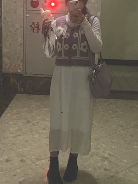 「秋服コーデ」｜「アイテム（ジャンパースカート）」を使った、日月さん（レディース・161cm）の秋コーディネート