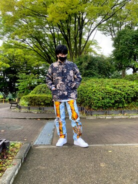 「abcd（ナシ）のアイテム（パンツ）」を使った、マツぼーる！さん（メンズ・169cm）の秋コーディネート