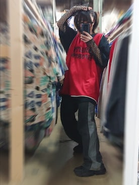 「FRUIT OF THE LOOM（フルーツオブザルーム）のアイテム」を使った、緑餃子さん（レディース・155cm）の春コーディネート