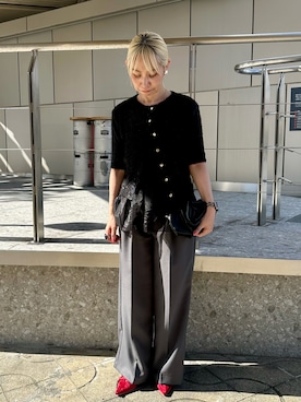 「ラメ」｜「アイテム（その他）」を使った、まさこさん（レディース・157cm）の秋コーディネート