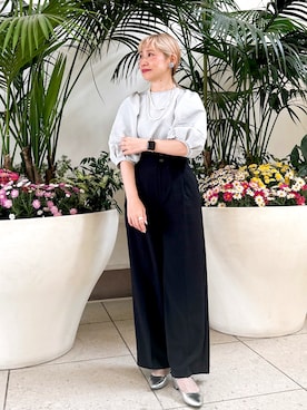 「シルバーシューズ」｜「アイテム（その他）」を使った、まさこさん（レディース・157cm）の春コーディネート