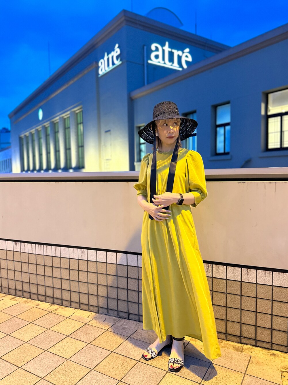 「Te chichiのアイテム（ワンピース/ドレス、イエロー系）」を使った、まさこさん（レディース・157cm）の春コーディネートの1枚目の写真