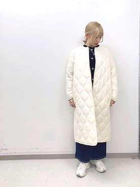「Lugnoncure（ルノンキュール）のアイテム（ノーカラーコート）」を使った、まさこさん（レディース・157cm）の冬コーディネート