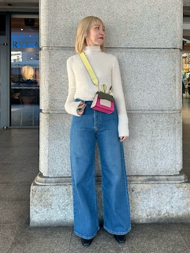 「ラメニット」｜「アイテム（その他）」を使った、まさこさん（レディース・157cm）の冬コーディネート