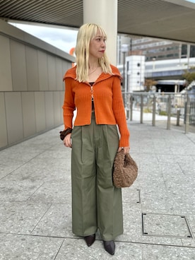 「リブニット」｜「アイテム（その他）」を使った、まさこさん（レディース・157cm）の秋コーディネート