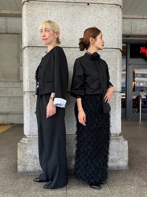 ブラウス シャツ 「Atelier Noir」フリンジチュールVネックベスト（セットアップ可） レディース Te chichi ブラウス シャツ 「Atelier Noir」フリンジチュールV