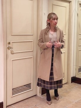 「チェック柄に恋してる」｜「アイテム（パンプス）」を使った、まさこさん（レディース・157cm）の冬コーディネート
