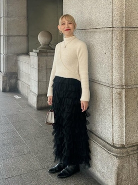「ラメニット」｜「アイテム（その他）」を使った、まさこさん（レディース・157cm）の冬コーディネート