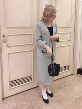 「はじめましてコーデ」｜「アイテム（ノーカラージャケット）」を使った、まさこさん（レディース・157cm）の春コーディネート