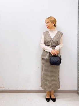 「グレンチェック」｜「アイテム（その他）」を使った、まさこさん（レディース・157cm）の夏コーディネート