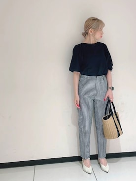 「ごきげんウィーク」｜「アイテム（チノパンツ）」を使った、まさこさん（レディース・157cm）の春コーディネート
