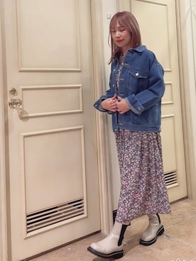 「テチチ(Te chichi)」｜「アイテム（デニムジャケット）」を使った、まさこさん（レディース・157cm）の冬コーディネート