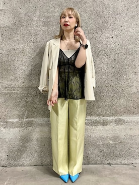 「テチチ(Te chichi)」｜「アイテム（ノーカラージャケット）」を使った、まさこさん（レディース・157cm）の春コーディネート