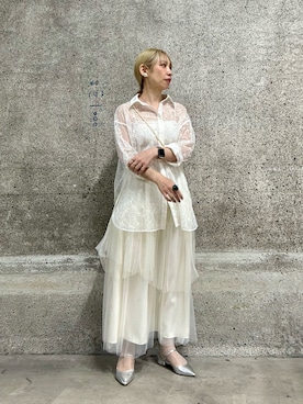 「シルバーシューズ」｜「アイテム（その他）」を使った、まさこさん（レディース・157cm）の春コーディネート
