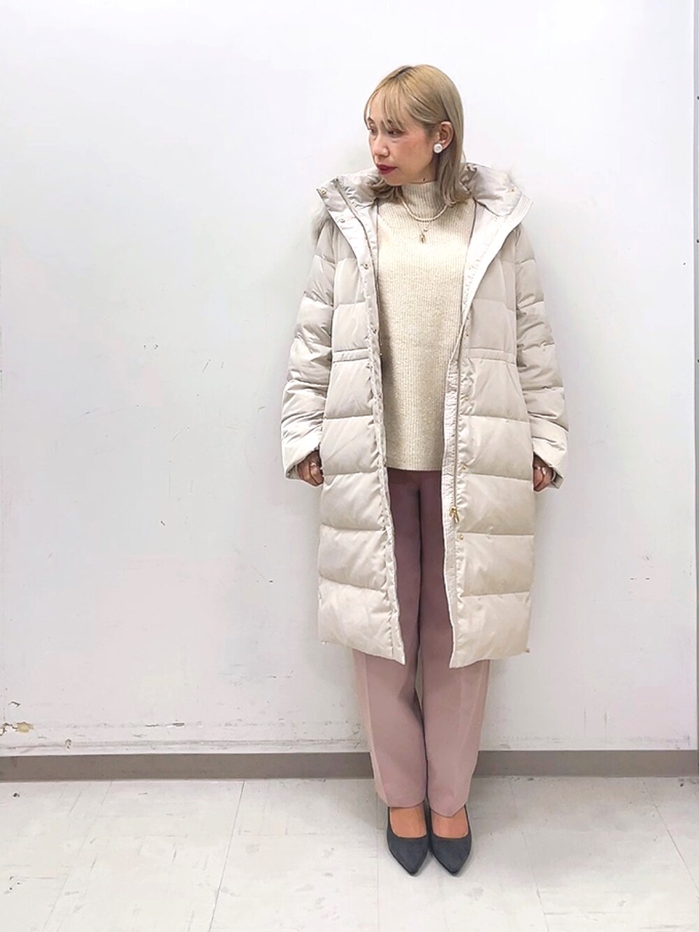 テチチ　Te chichi　ロングダウンコート　アイボリー Te chichi（テチチ）の「ロングダウンコート（ダウンジャケット