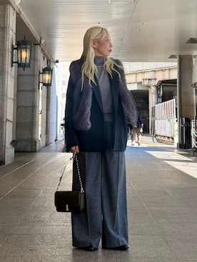 「アイテム（ノーカラージャケット）」を使った、まさこさん（レディース・157cm）の冬コーディネート