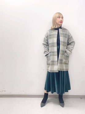 「Te chichi（テチチ）のアイテム（ノーカラーコート）」を使った、まさこさん（レディース・157cm）の秋コーディネート