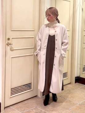 「テチチ(Te chichi)」｜「アイテム（ノーカラーコート）」を使った、まさこさん（レディース・157cm）の秋コーディネート