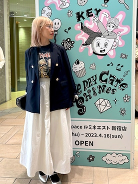 「ロックT」｜「アイテム（ジャケット/アウター）」を使った、まさこさん（レディース・157cm）の春コーディネート