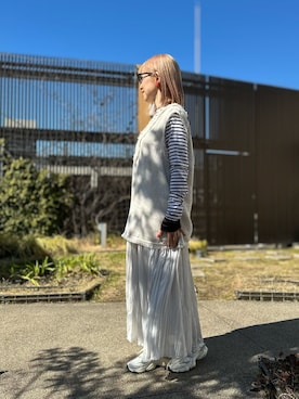 「ツイードベスト」｜「アイテム（その他）」を使った、まさこさん（レディース・157cm）の冬コーディネート