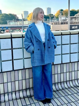 「ラメニット」｜「アイテム（その他アウター）」を使った、まさこさん（レディース・157cm）の冬コーディネート