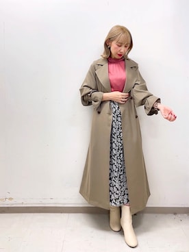 「Te chichi（テチチ）のアイテム（ステンカラーコート）」を使った、まさこさん（レディース・157cm）の秋コーディネート