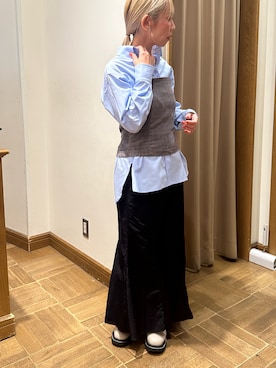 「Te chichi（テチチ）のアイテム（ベスト）」を使った、まさこさん（レディース・157cm）の冬コーディネート