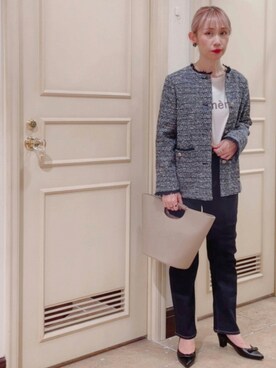 「Te chichi CLASSIC（テチチクラシック）のアイテム（ノーカラージャケット）」を使った、まさこさん（レディース・157cm）の秋コーディネート