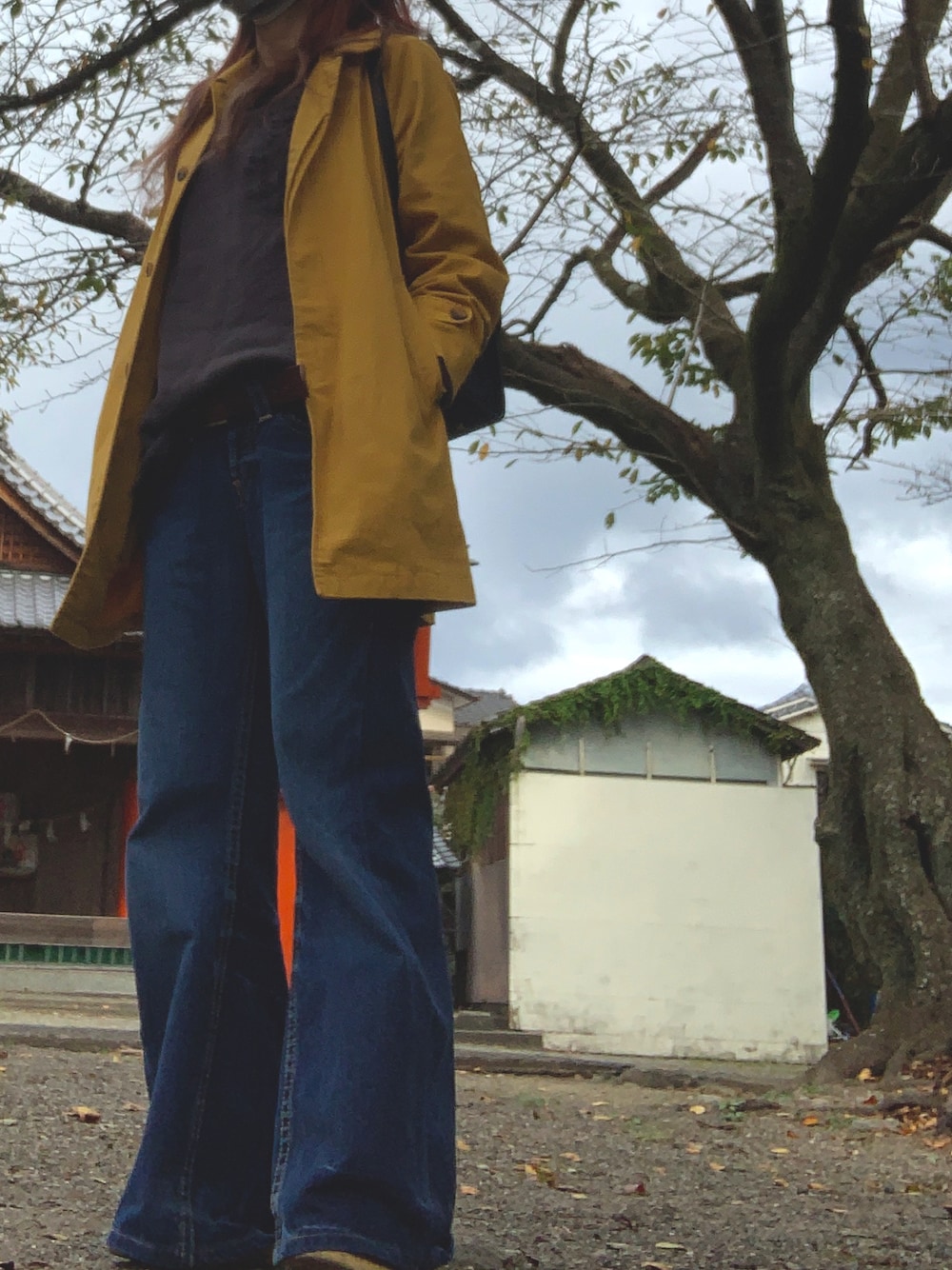 「休日コーデ、デニムコーデ、ワイドデニム、秋のコーデ、今から美容院」｜「Levi'sのアイテム（デニムパンツ、ブルー系）」を使った、mimiho*deathさん（レディース・167cm）の秋コーディネートの1枚目の写真