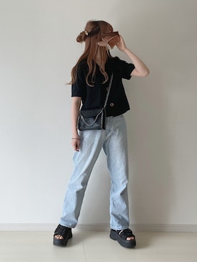 「apres jour（アプレジュール）のストレートデニム【ZOZOTOWN限定アイテム】（デニムパンツ、ブルー系）」を使った、ゆっきさん（レディース・162cm）の秋コーディネート