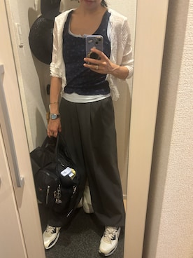 「JEANASIS（ジーナシス）のアイテム（タンクトップ、ブルー系）」を使った、yoyoさん（レディース・161cm）の夏コーディネート
