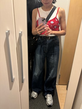 「アイテム（キャミソール、レッド系）」を使った、yoyoさん（レディース・161cm）の夏コーディネート
