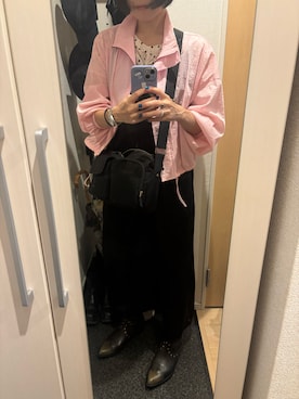 「eL（エル）の【eL】Satin Salopette One-piece/668776（ワンピース、ブラック系）」を使った、yoyoさん（レディース・161cm）の秋コーディネート