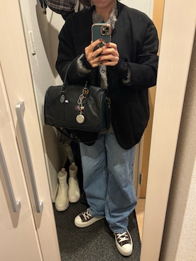 「アイテム（ボストンバッグ）」を使った、yoyoさん（レディース・161cm）の秋コーディネート