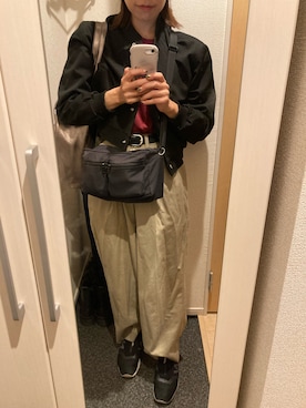 「Three Four Time（ｽﾘｰﾌｫｰﾀｲﾑ）のアイテム（バッグ）」を使った、yoyoさん（レディース・161cm）の秋コーディネート