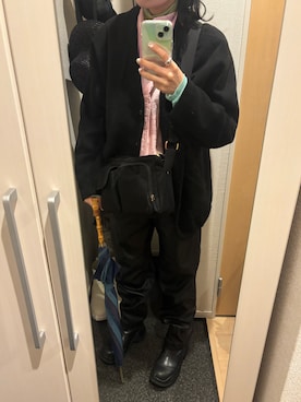 「ear PAPILLONNER（イアパピヨネ）の≪リバイバル≫ミドル丈/切替ノーカラージャケット【SUM1 STYLE（スミ スタイル)】（ノーカラージャケット、ブラック系）」を使った、yoyoさん（レディース・161cm）の春コーディネート