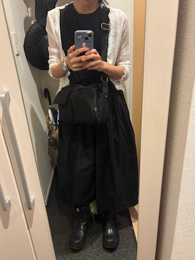 「JEANASIS（ジーナシス）のラバーチェルシーブーツ/114214（ブーツ、ブラック系）」を使った、yoyoさん（レディース・161cm）の夏コーディネート