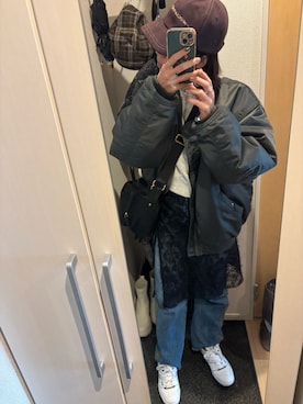 「アイテム（MA-1）」を使った、yoyoさん（レディース・161cm）の秋コーディネート