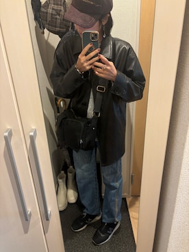 「アイテム（ライダースジャケット）」を使った、yoyoさん（レディース・161cm）の秋コーディネート