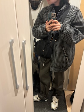 「MAISON SPECIAL（メゾンスペシャル）のPuffer Wool Blouson/パッファーウールブルゾン【MAISON SPECIAL/メゾンスペシャル】（ブルゾン、グレー系）」を使った、yoyoさん（レディース・161cm）の春コーディネート