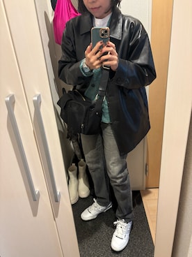 「アイテム（ライダースジャケット）」を使った、yoyoさん（レディース・161cm）の秋コーディネート