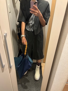 「アイテム（長傘）」を使った、yoyoさん（レディース・161cm）の秋コーディネート