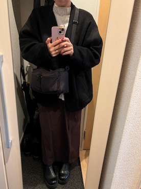 「冬」｜「アイテム（ノーカラージャケット）」を使った、yoyoさん（レディース・161cm）の冬コーディネート
